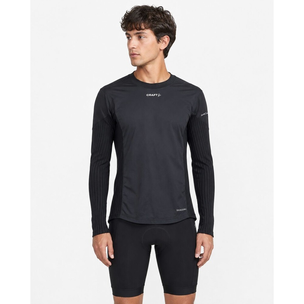 Craft Men’s VentAir X Wind SEAQUAL Ribbed Base Layer Shirt Black Large Cycling